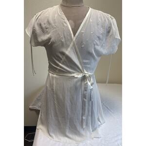 VTG Oscar De La Renta Size L Bridal Robe Floral Lace embroidery Romantic Prairie